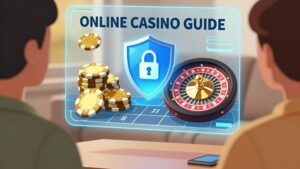 Pessoa analisando fichas e roleta holográficas neste guia de cassinos online para setembro