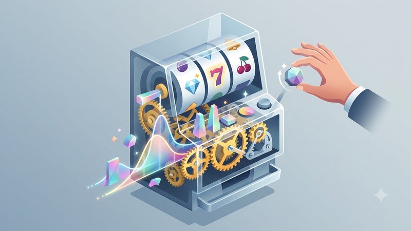 Схематичная иллюстрация внутреннего механизма слота с золотыми шестернями для понимания вероятности в онлайн-казино 095bet-Jogos